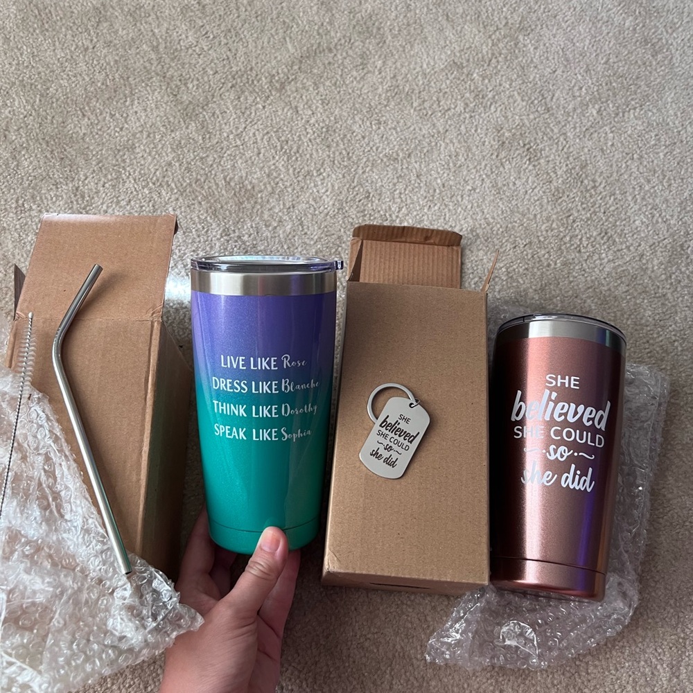 Inspirational Stainless Steel Tumblers - Purple and Rose Gold